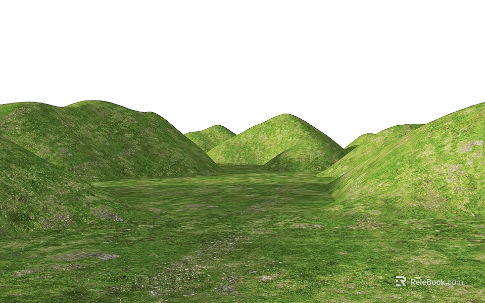 Natural Park Landscape Showcasing Rolling Green Hills And Lush Open Grassland 3d model 