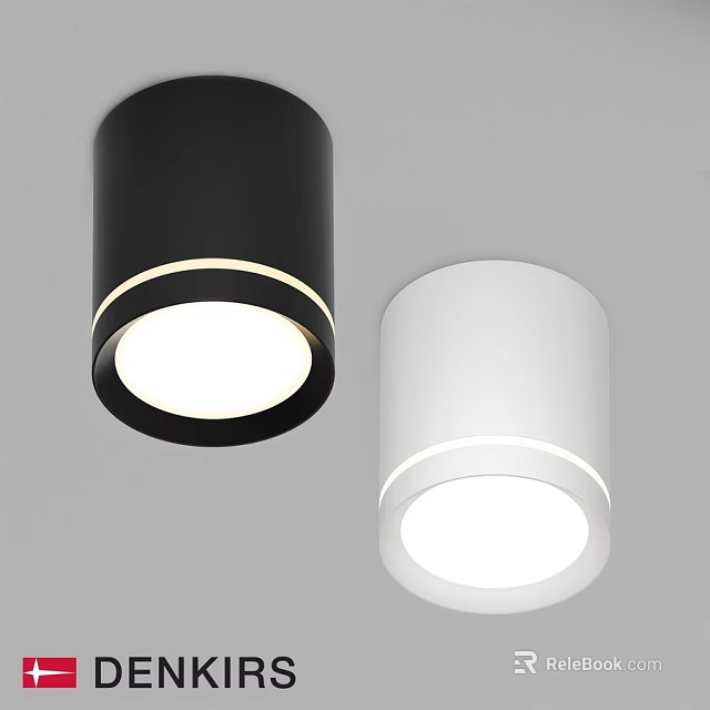 Modern Black and White Cylindrical Ceiling Lights with Sleek Design and Bright Illumination 3d model 
