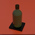 Shiny Green Daily Necessity Bottle on Black Square Base with Pink Background