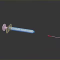 Medical Syringe With Measuring Scale And Pink Needle On Dark Background