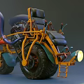 Unique Custom Motorcycle With Yellow Frame Black Seat Large Tires Ladder And Front Light