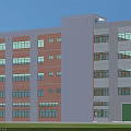 Modern Multi Story Industrial Factory Building With White Orange Exterior And Large Windows