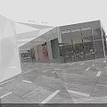 Modern Commercial Street Featuring Glass Storefronts Bright Lighting Spacious Open Area And Marble Flooring