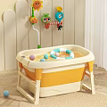 Baby Bath Tub With Colorful Balls Hanging Toys And Swim Ring For Daily Wash Supplies
