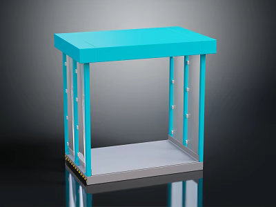 Modern Blue Pavilion Structure With Transparent Panels Metal Frame And Gray Base 3d model