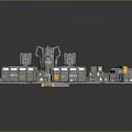 3D Industrial Machinery Model With Metal Structures Pipes And Yellow Accents On Square Platform