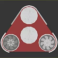 Red And White Medical Device With Green Cross Symbol And Cylindrical Components