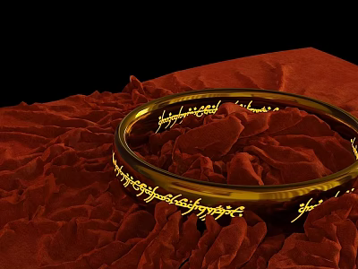 Luxury Gold Bracelet With Engraved Golden Letters On Red Crumpled Fabric 3d model Luxury Gold Bracelet With Engraved Golden Letters On Red Crumpled Fabric 3d model