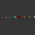 Wood And Stone Material Samples With Various Colors And Shapes Displayed In Row