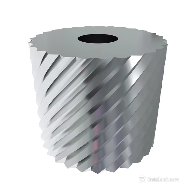 Metal Cylindrical Component With Spiral Grooves And Top Circular Opening 3d model 