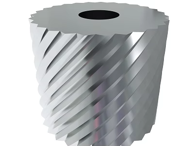 Metal Cylindrical Component With Spiral Grooves And Top Circular Opening 3d model