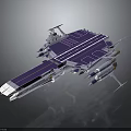 Futuristic Cosmic Spaceship 3D Model With Purple Silver Design And Multiple Thrusters 3d model