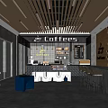 Modern Coffee Shop With Wooden Ceiling Bar Counter White Seats Coffee Logo And Menu Board