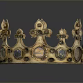 Golden Crown Decorative Household Item With Intricate Floral Patterns Colorful Gemstone Inlays