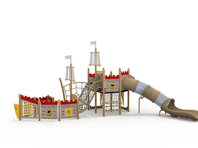 Modern children's play equipment pirate ship series 3d model