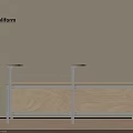 Modern Negotiation Table And Chairs With Wooden Surface And Metal Frame Design