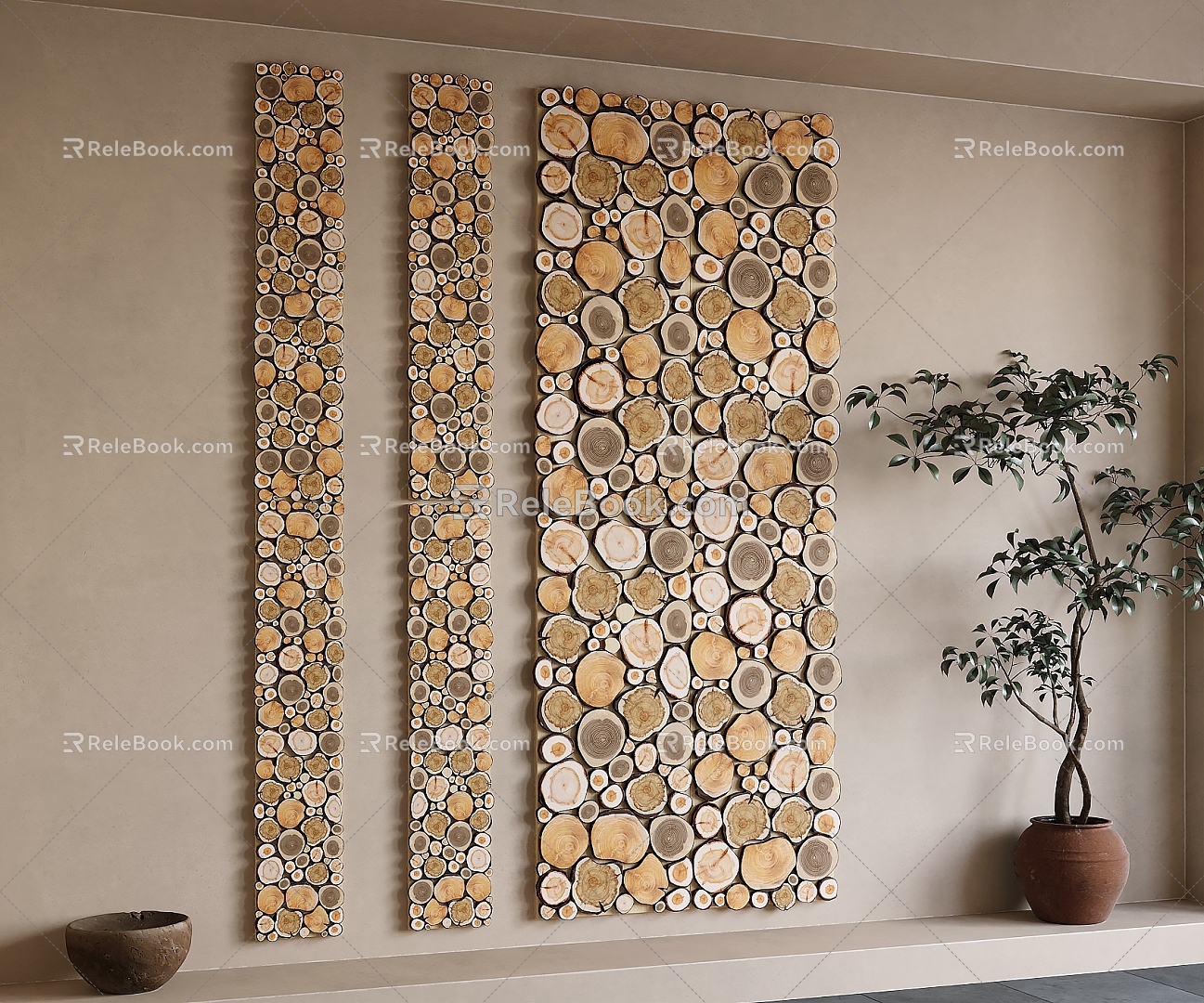 Wind wood wall decoration three-dimensional wall decoration 3d model