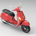 Red Vintage Scooter with Black Seat Silver Mirrors and Classic Design