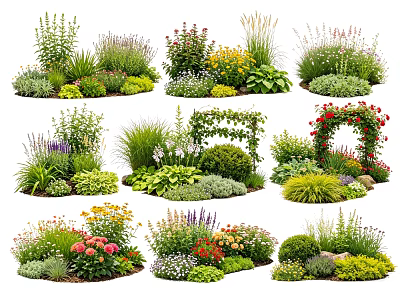 Beautiful Assorted Flowers and Green Plants Including Shrubs and Vines for Garden Landscaping 3d model