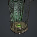 Elegant Ornamental Decor Set With Metal Birdcage Green Accents And Intricate Top Design