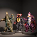 Collectible Monster Action Figures In Green Black And Purple With Unique Designs