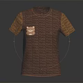 Brown Knitted T-shirt With Yellow Sleeves And Cute Bear Patch On Chest