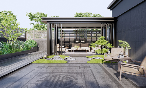 New Chinese Courtyard Landscape 3d model