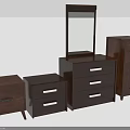 Dark Wooden Bedroom Furniture Set With Dresser Mirror And Drawer Chests