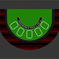 Red And Green Casino Gaming Table With Curved Desktop Red Frame Green Surface And Gold Railings