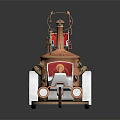 Ornamental Decorative Set with Copper and White Design Red Seats Vintage Wheels for Home Decoration