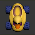Yellow Rubber Duck Shaped Toy Car With Blue Large Wheels And Playful Design