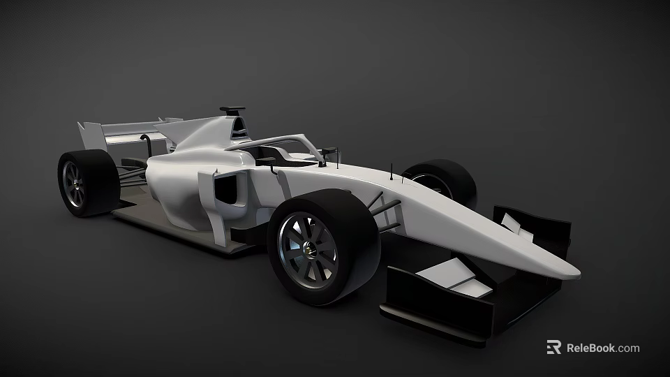Sleek White Formula 1 Car With Aerodynamic Design Black Tires And Front Wing 3d model 