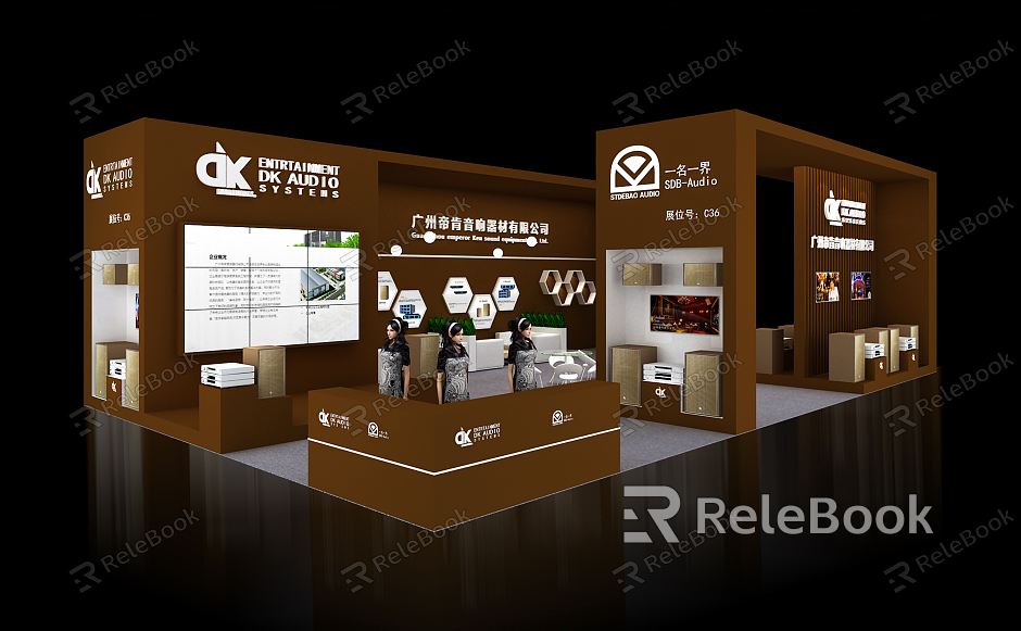 Modern Exhibition Video Audio Equipment Exhibition Booth Exhibition Hall Exhibition Temporary Exhibition Expo model