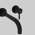 Modern Black Wall Mounted Faucet With Curved Spout And Handle Design