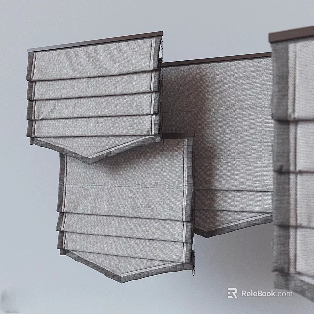 Stylish Roman Blinds With Pleated Fabric Design For Modern Home Window Treatment 3d model 