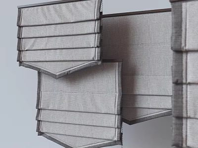 Stylish Roman Blinds With Pleated Fabric Design For Modern Home Window Treatment 3d model