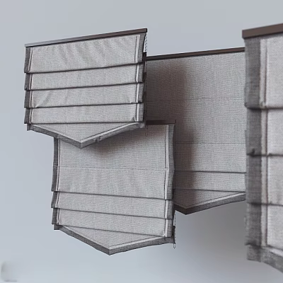 Stylish Roman Blinds With Pleated Fabric Design For Modern Home Window Treatment 3d model
