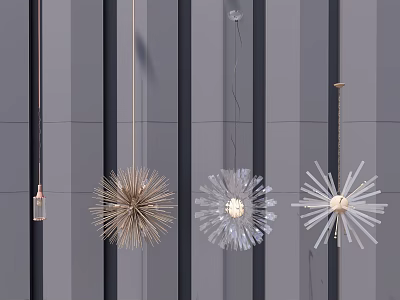 Various Modern Starburst Chandeliers With Metallic Frames For Interior Decor 3d model