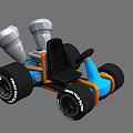 Blue Toy Car With Black Seat Silver Exhaust Pipes And CRUISER Tires