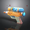 Colorful Toy Water Gun Design With Orange Blue White And Red Spots