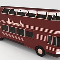Red Metropolitan Vintage Double Decker Bus with White Stripe Details Classic Window Design