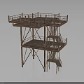 Industrial Metal Platform Structure With Multi Level Decks Staircases And Railings