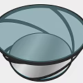Modern Circular Coffee Table With Black Metal Frame And Smooth Curved Design