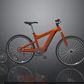 Red Bicycle With Small Red Bike Black Seat Silver Spokes Wheels Gray Background Reflection