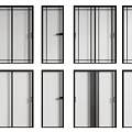 Various Modern Sliding Door Designs With Black Frames And Clear Glass 3d model