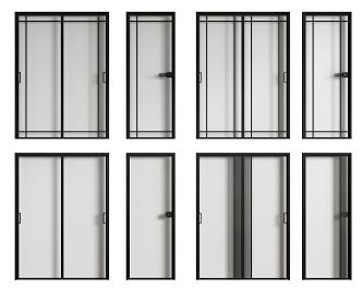 Modern sliding door glass single door 3d model