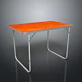 Utility Table with Orange Wooden Tabletop Metal Foldable Legs and Portable Design