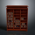Classic Dark Brown Wooden Bookcase With Multiple Shelves Filled With Books