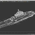 Aircraft Carrier Warship Top View With Flight Deck Yellow Lines And Structures