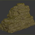 Natural Rocky Terrain Featuring Stepped Rock Structure And Moss Covered Surface